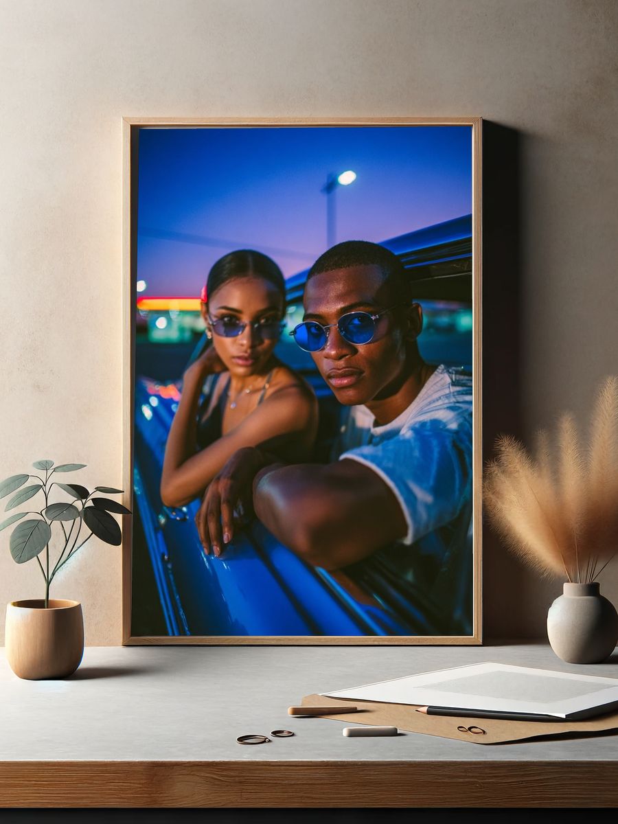 Neon Car Portrait Photography Poster. — room view 2