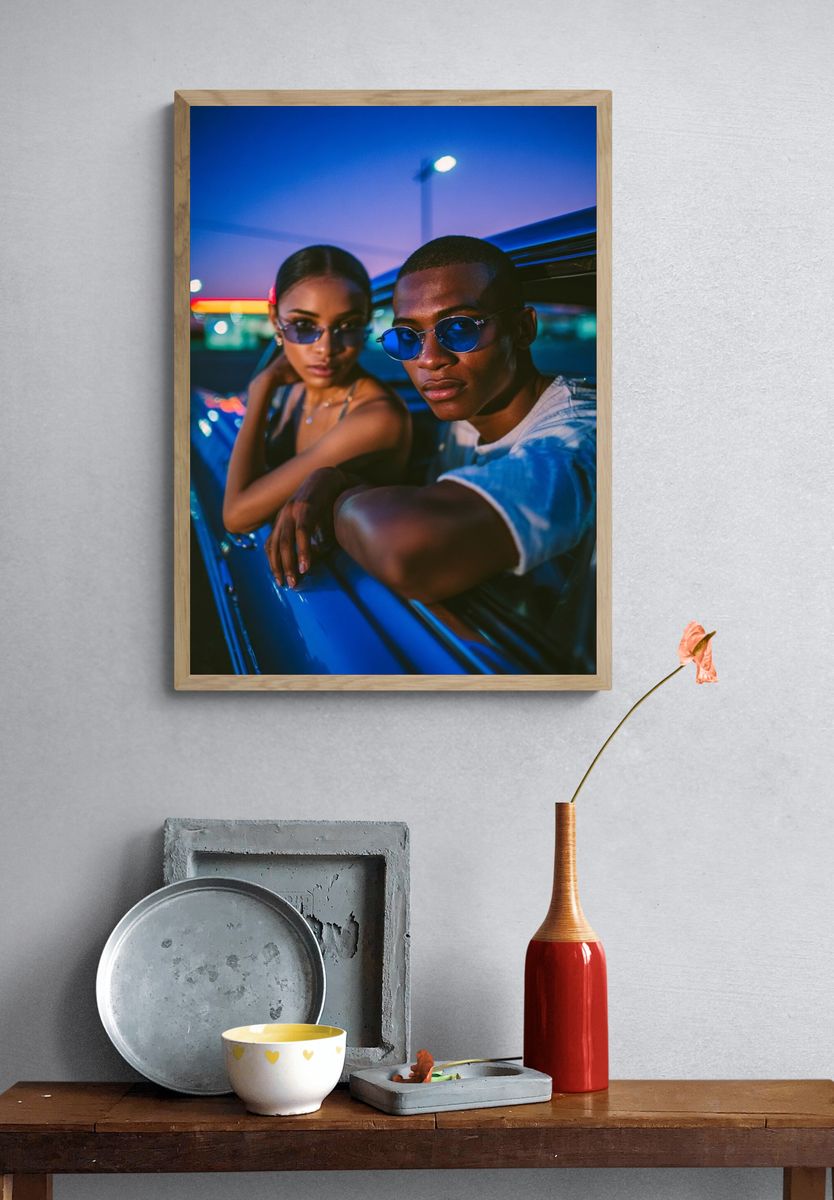 Neon Car Portrait Photography Poster. — room view 3