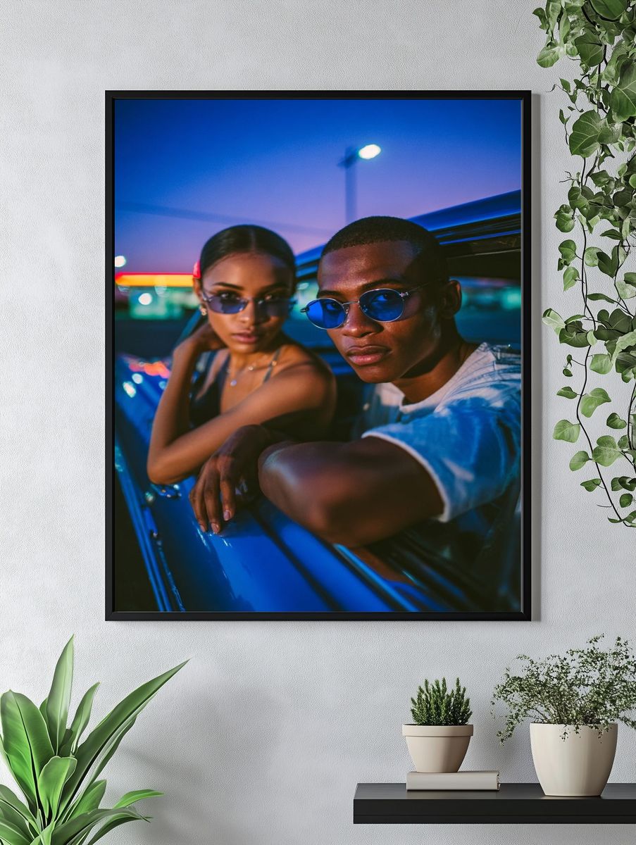 Neon Car Portrait Photography Poster. — room view 4