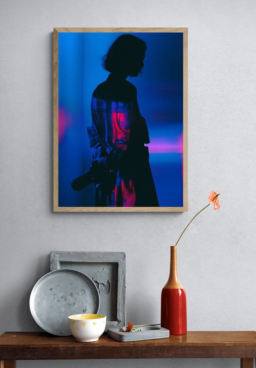Neon Silhouette Portrait Print. — room view 3