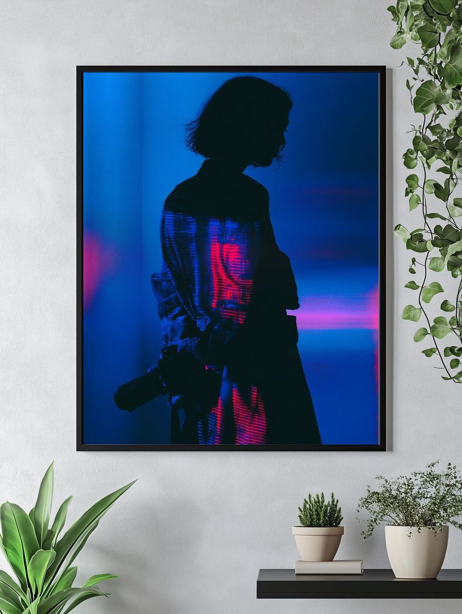 Neon Silhouette Portrait Print. — room view 4
