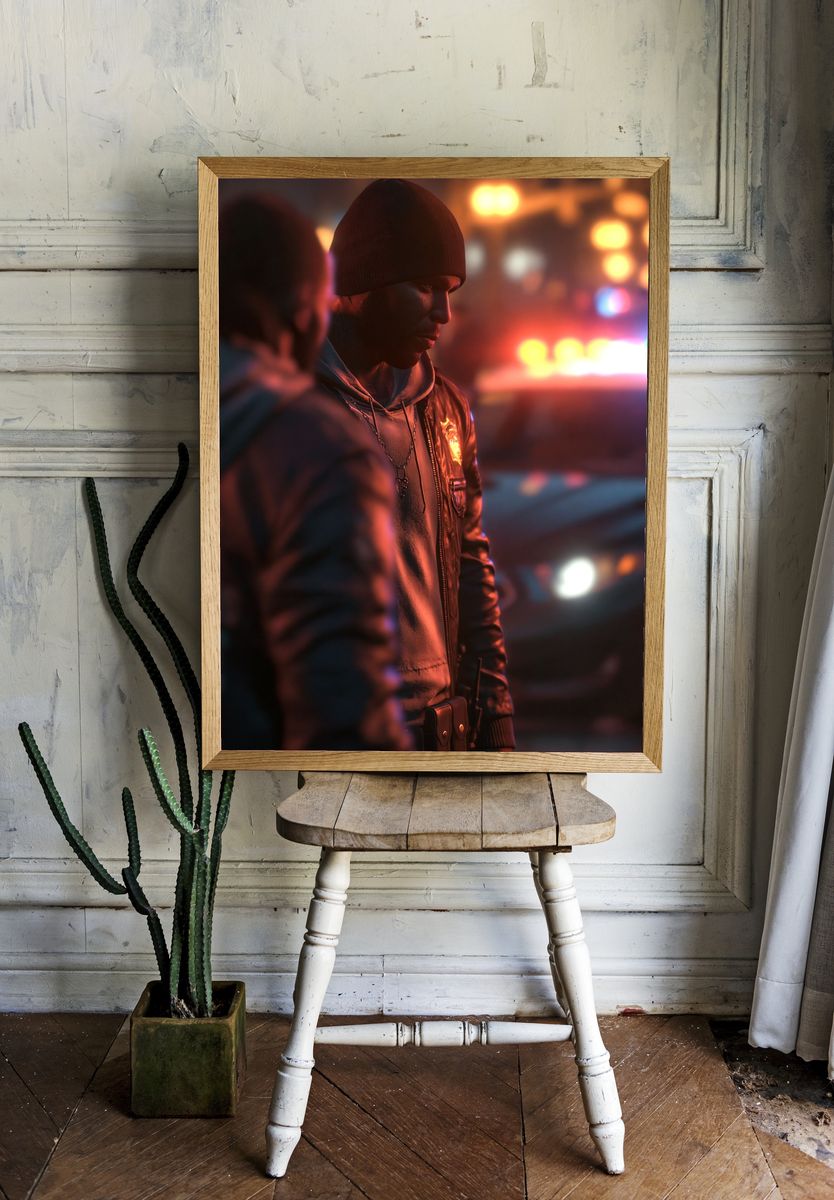 Neon Street Portrait Print. room preview
