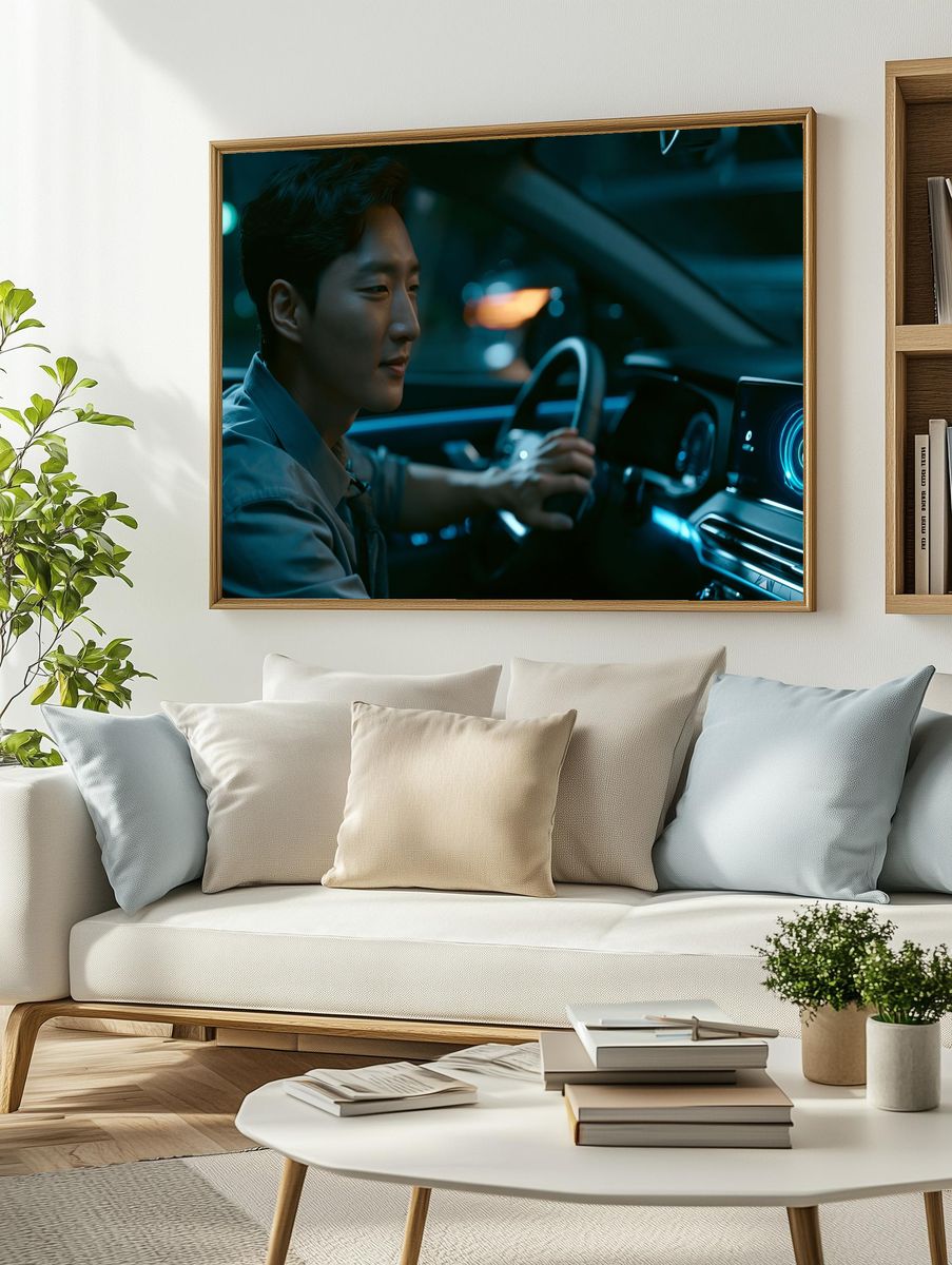 Neon Driver Portrait Print. — room view 2