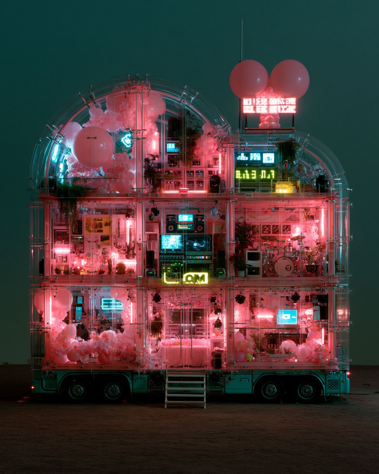 Neon Balloon House Photography Poster. poster — photography art