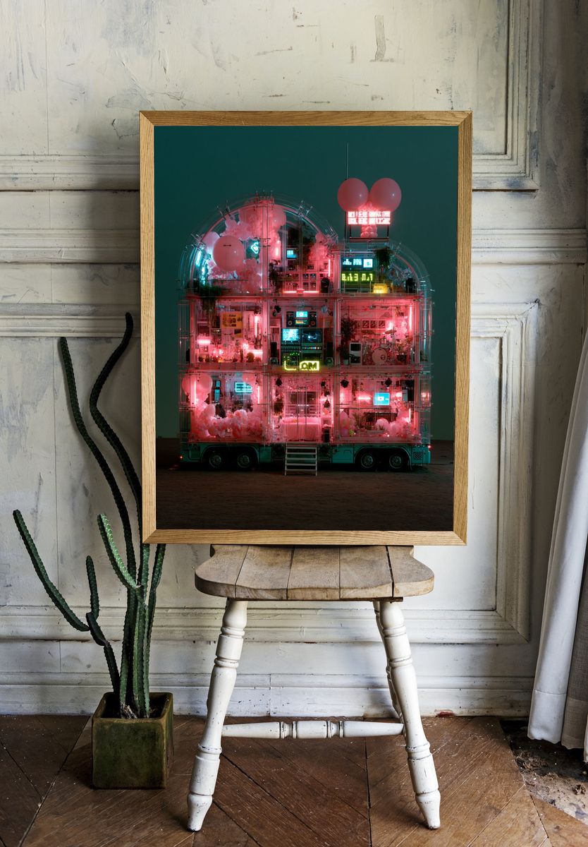 Neon Balloon House Photography Poster. — room view 1