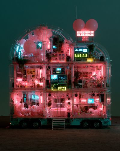 Neon Balloon House Photography Poster.