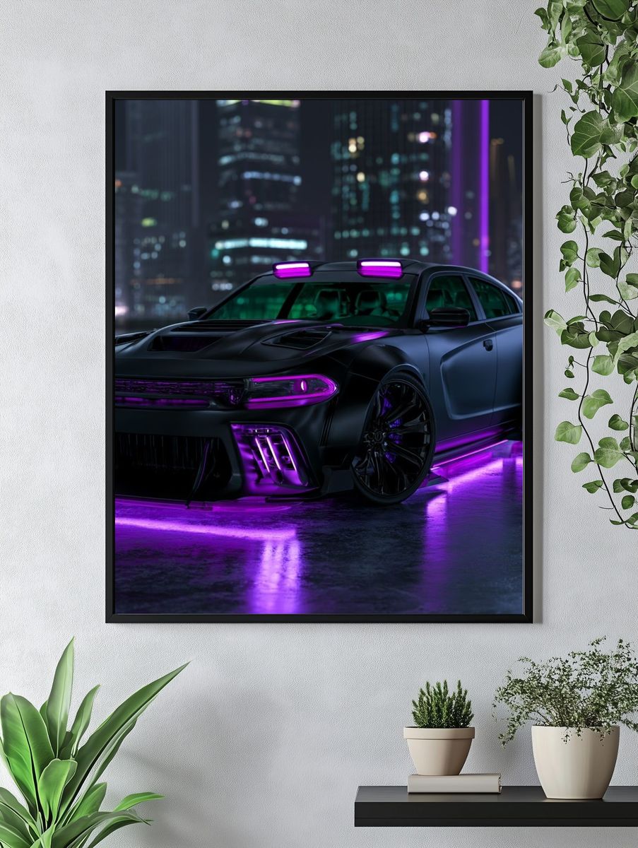 Neon Drift Car Photography Poster. — room view 4