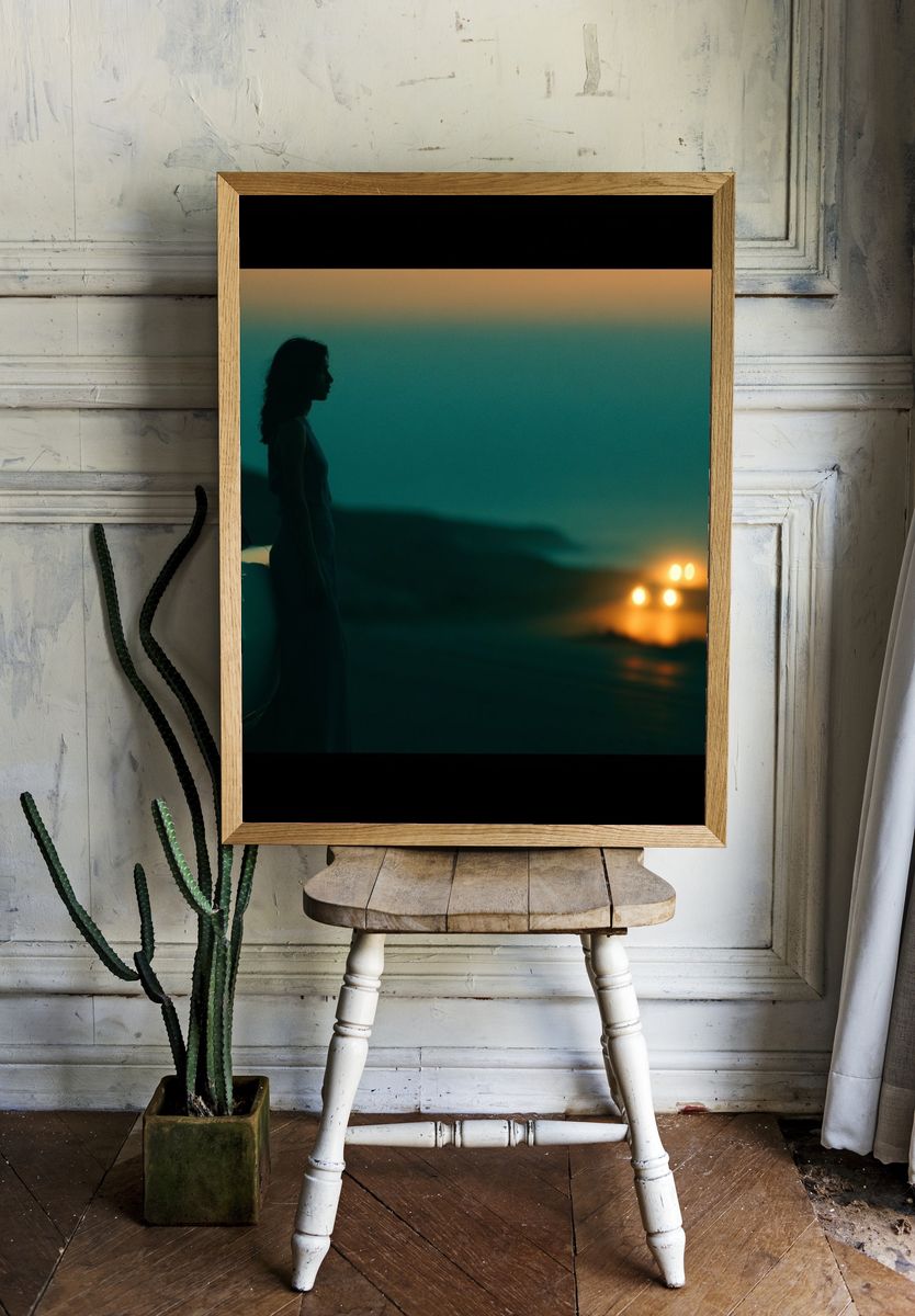 Neon Drive Silhouette Photography Poster. — room view 1