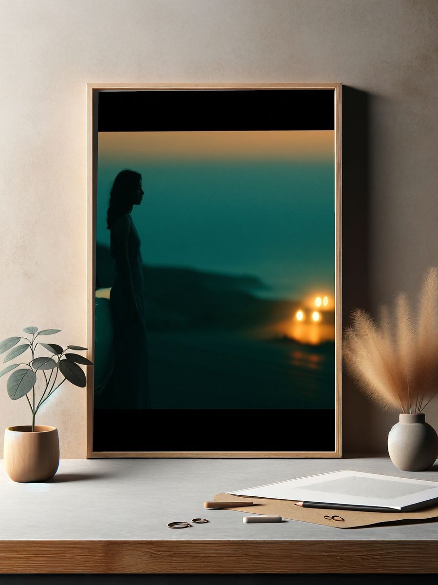 Neon Drive Silhouette Photography Poster. — room view 2