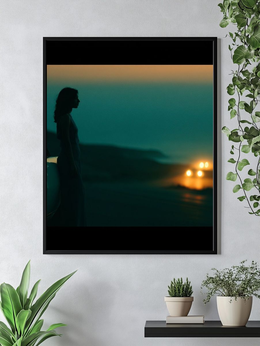 Neon Drive Silhouette Photography Poster. — room view 4