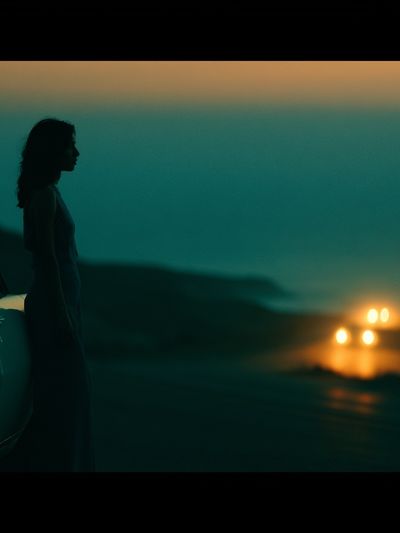 Neon Drive Silhouette Photography Poster. poster