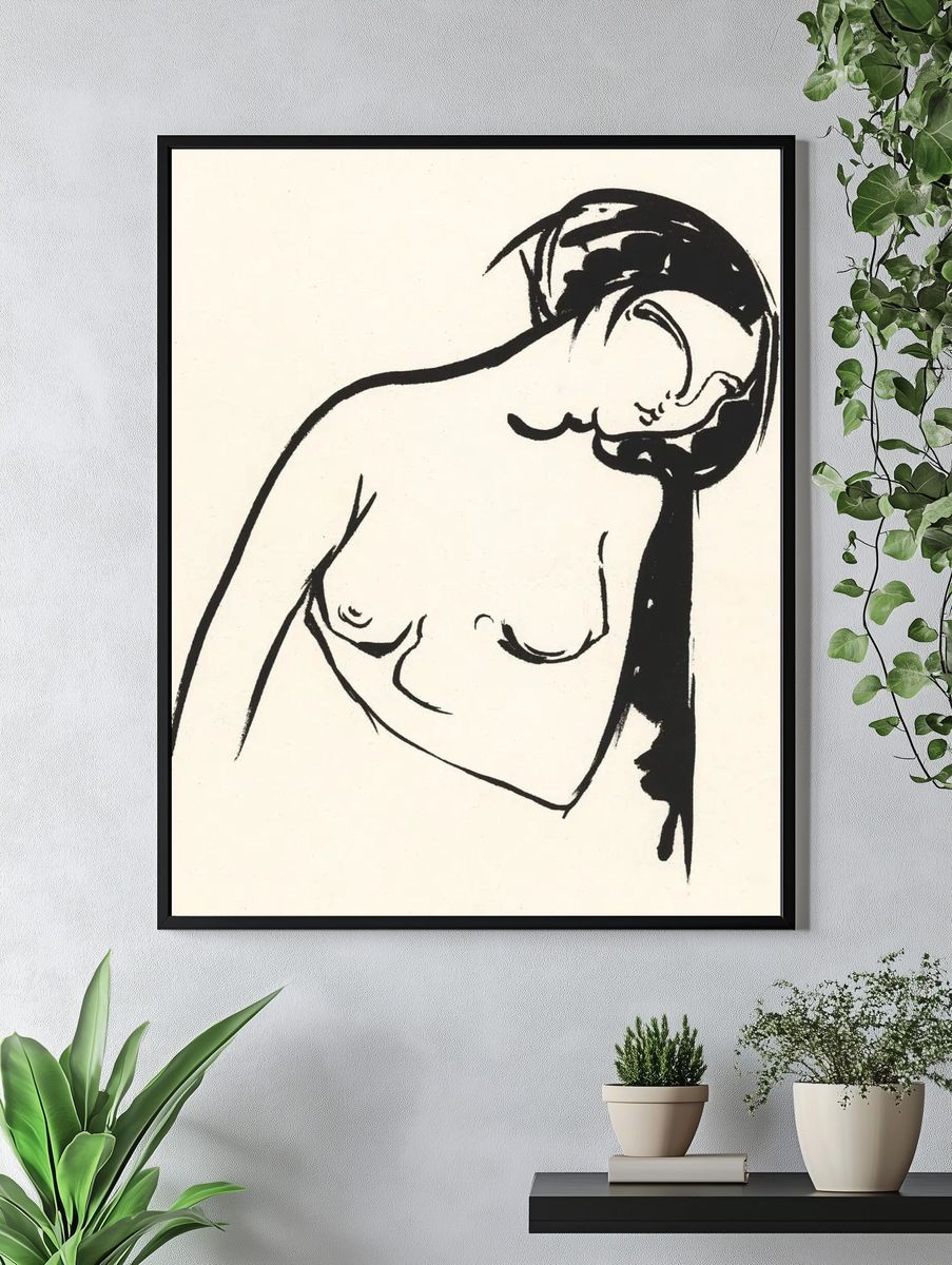 Nude Figure Ink Sketch Poster. — room view 4