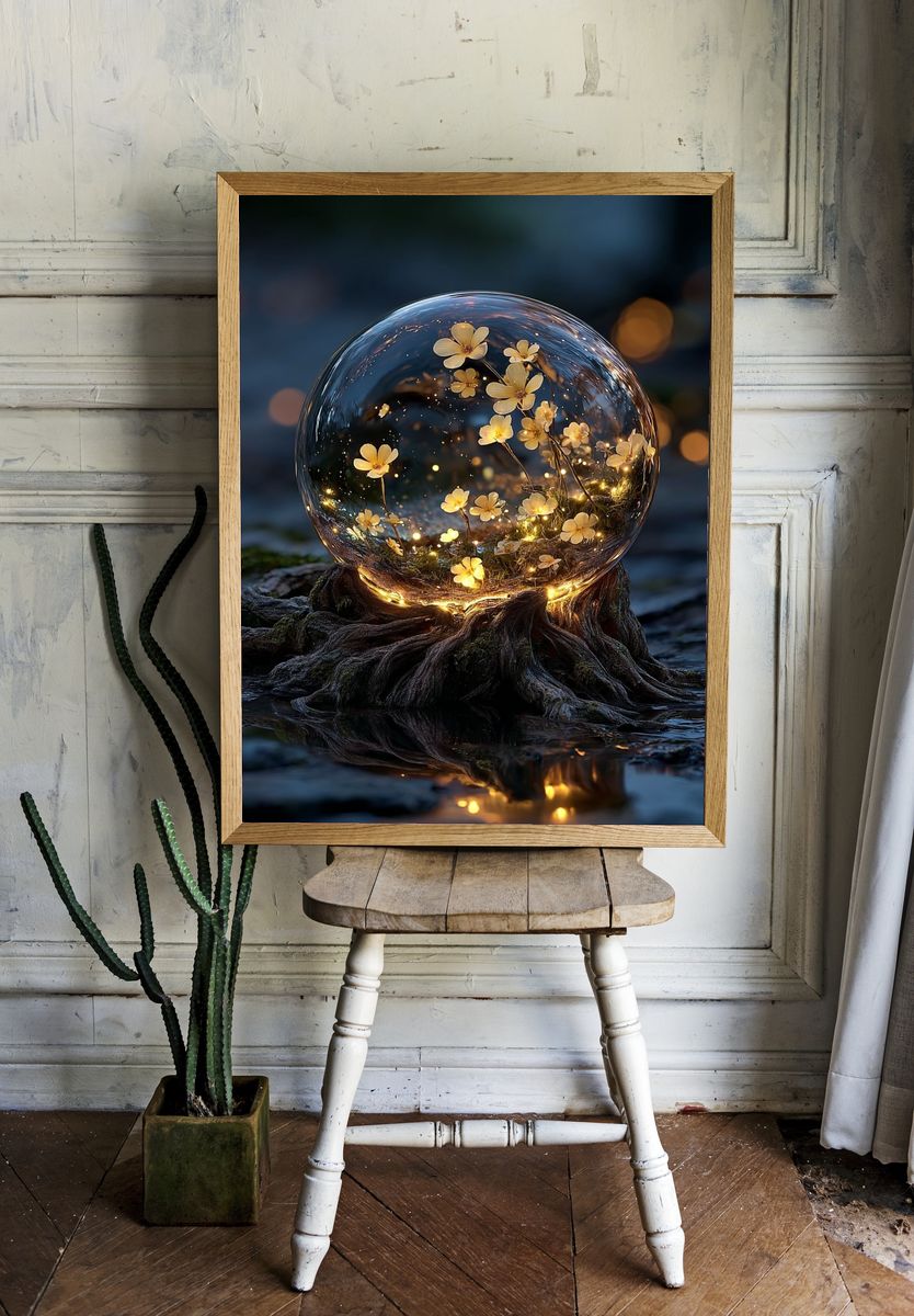 Glowing Flower Bubble — Nature Print. — room view 1