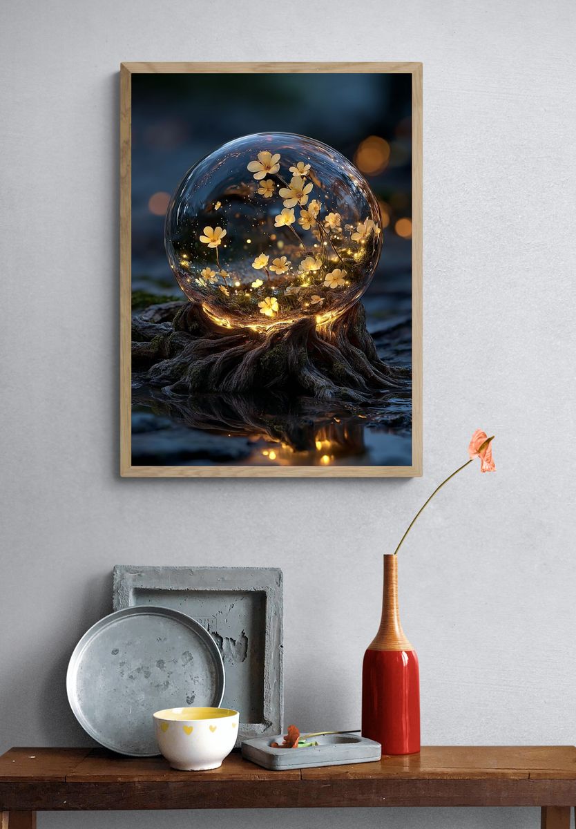 Glowing Flower Bubble — Nature Print. — room view 3