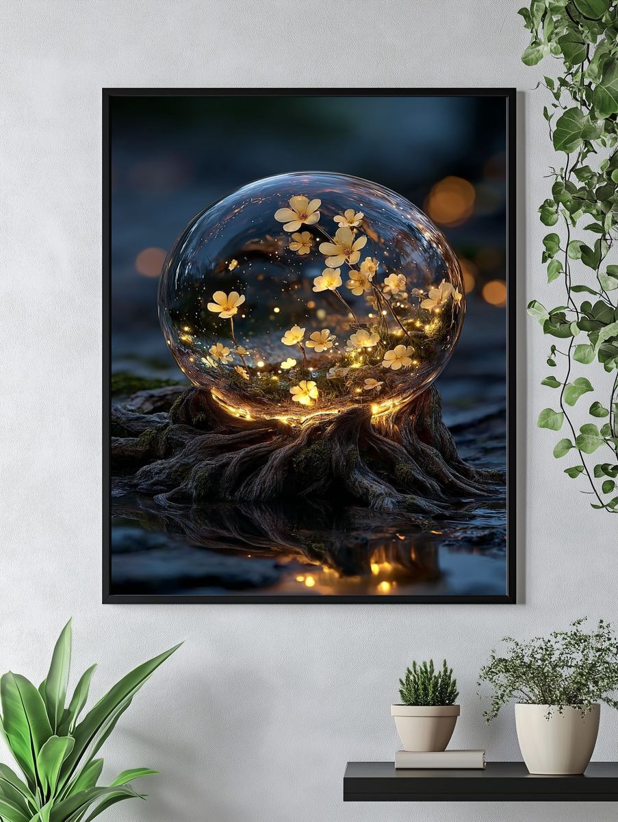 Glowing Flower Bubble — Nature Print. — room view 4