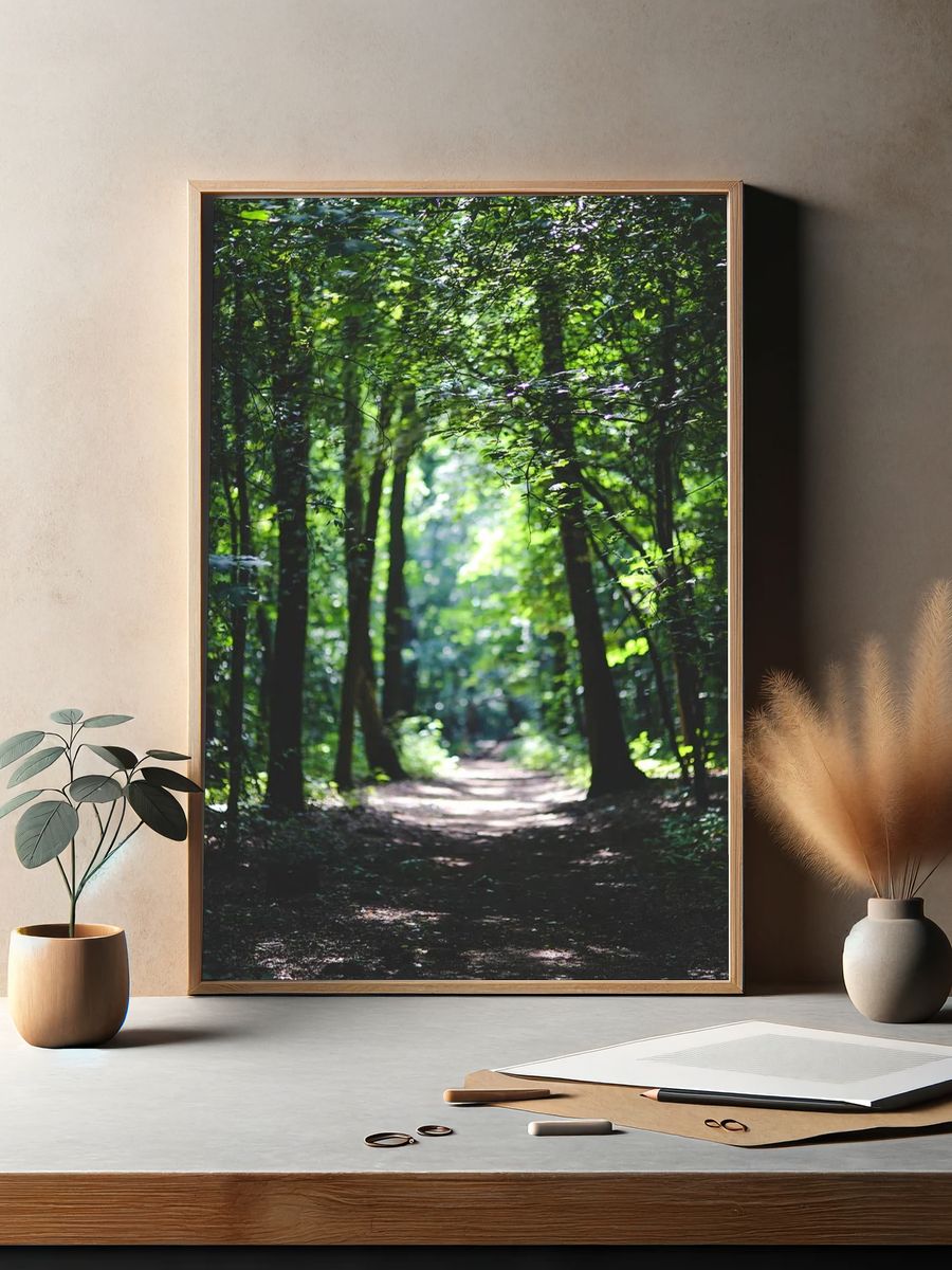 Lush Forest Path — Nature Print. — room view 2