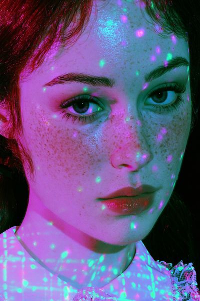 Neon Freckled Portrait Photography Poster.