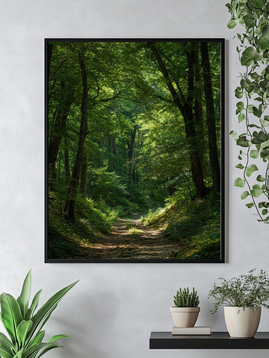 Serene Forest Path — Nature Poster. — room view 4