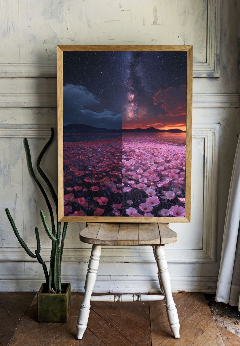 Starlit Flower Field — Nature Print room preview