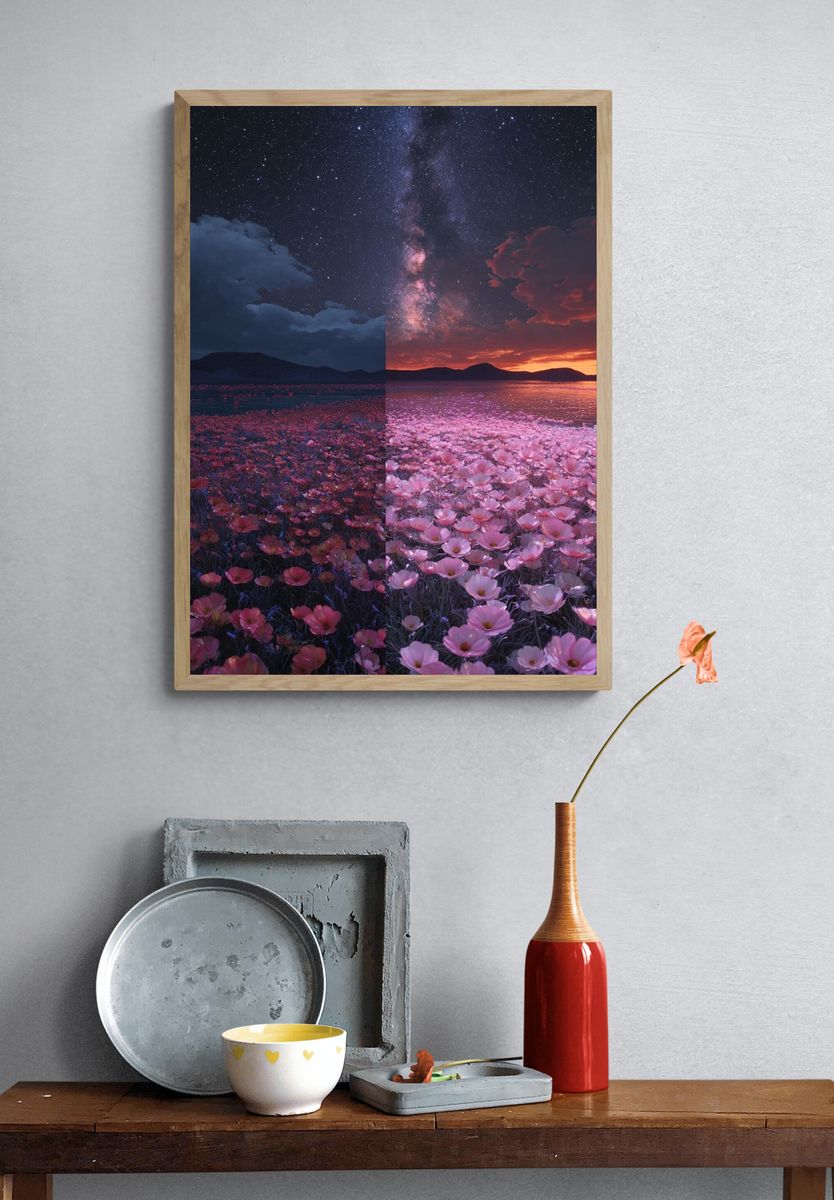 Starlit Flower Field — Nature Print. — room view 3