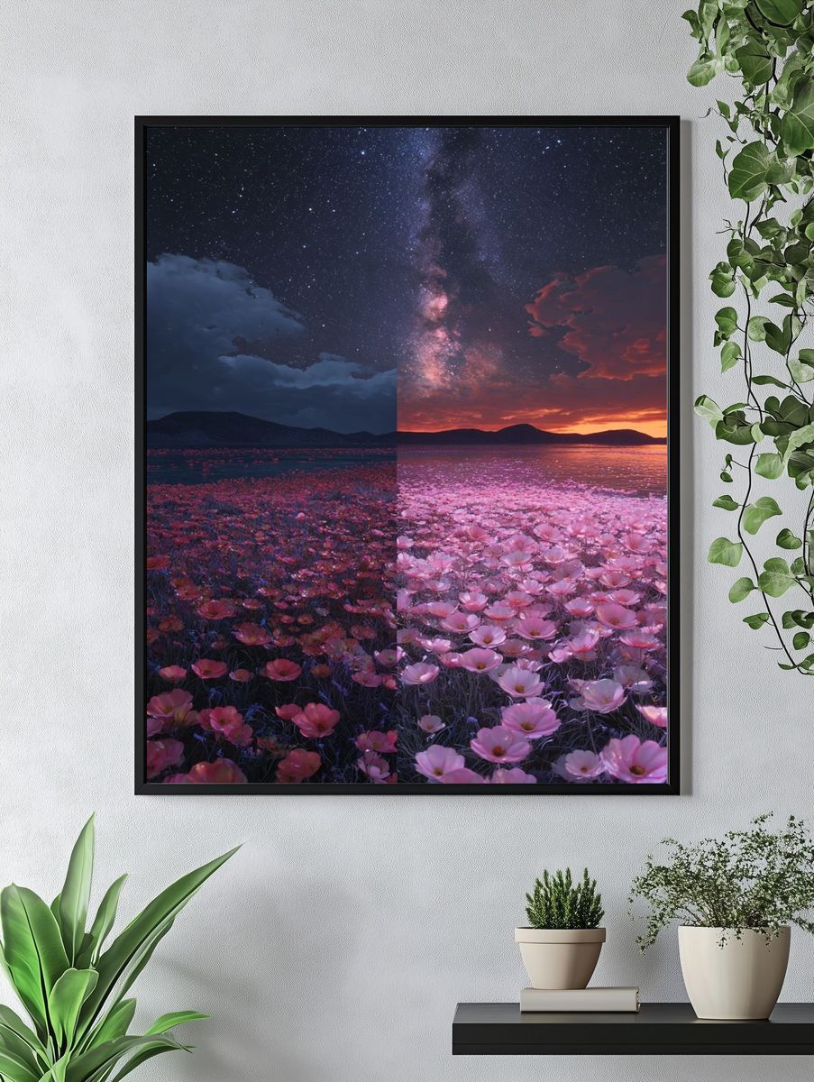 Starlit Flower Field — Nature Print. — room view 4