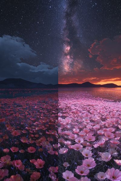 Starlit Flower Field — Nature Print. poster