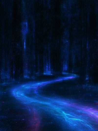 Neon Forest Path Abstract Print. poster