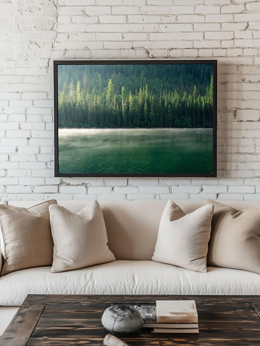 Misty Forest Reflection — Nature Print. room preview