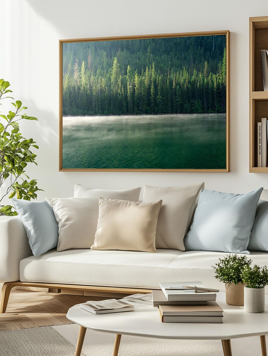 Misty Forest Reflection — Nature Print. — room view 2
