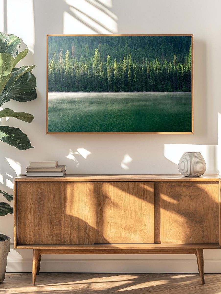 Misty Forest Reflection — Nature Print. — room view 3
