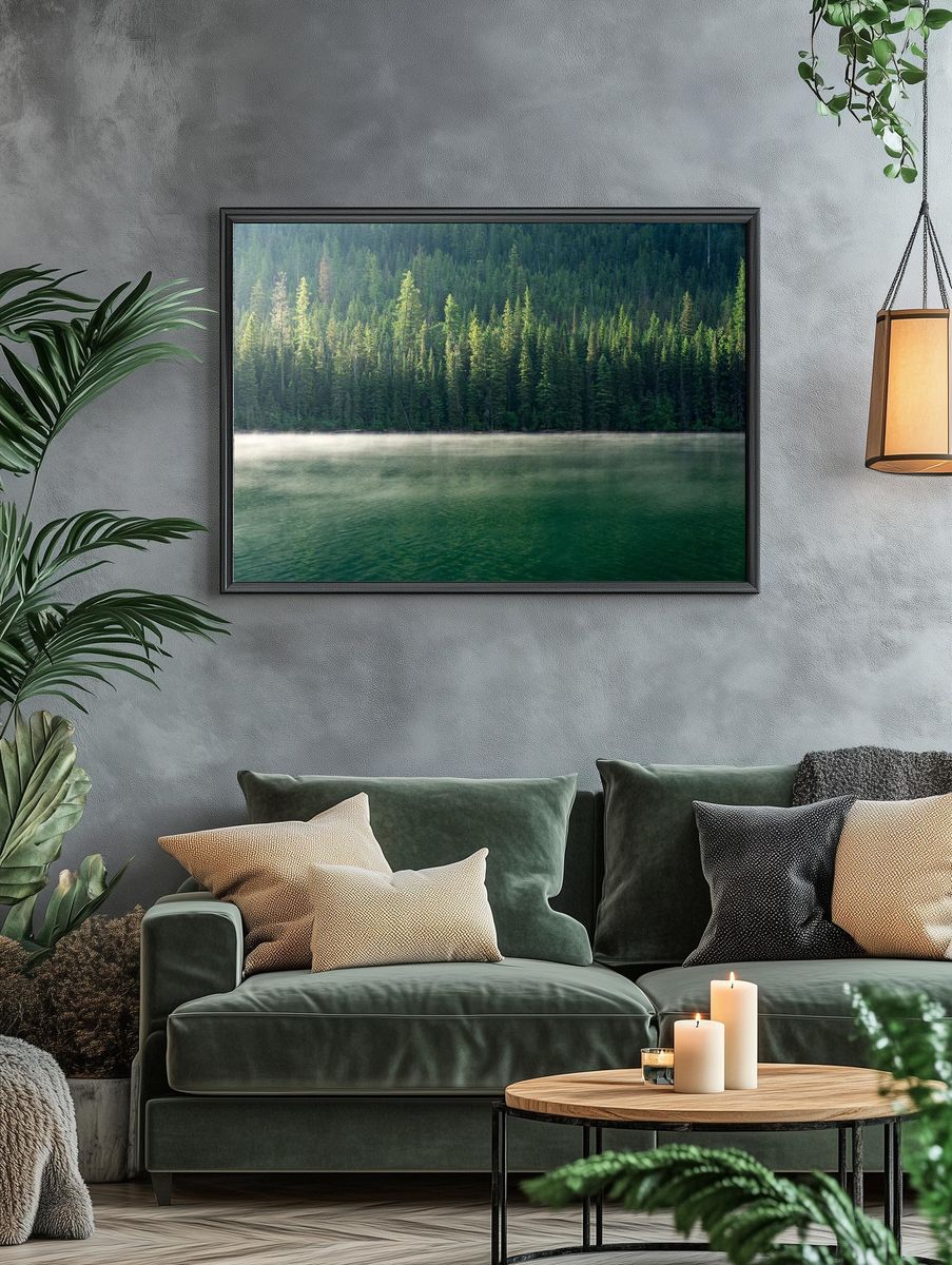 Misty Forest Reflection — Nature Print. — room view 4