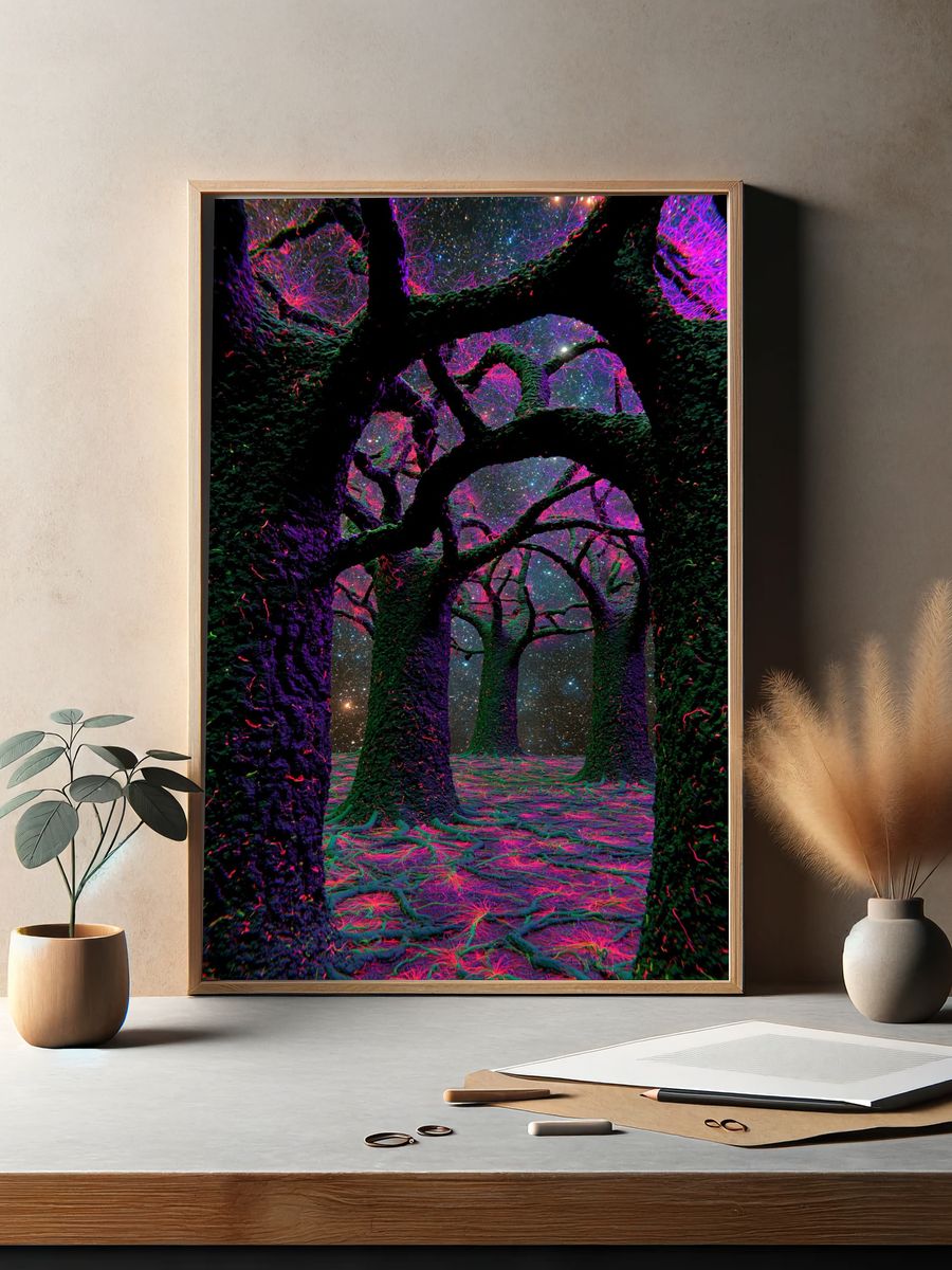 Neon Forest Under Stars Poster. — room view 2