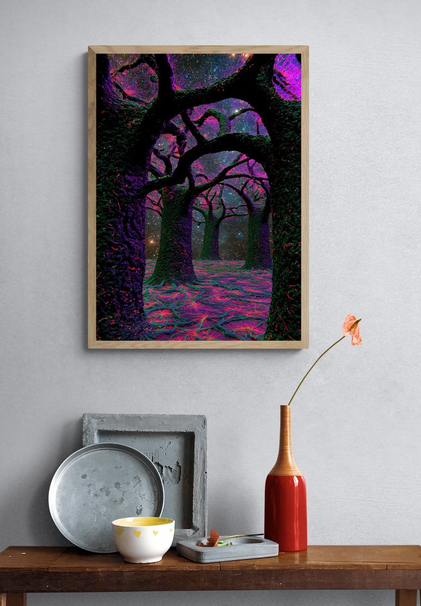 Neon Forest Under Stars Poster. — room view 3