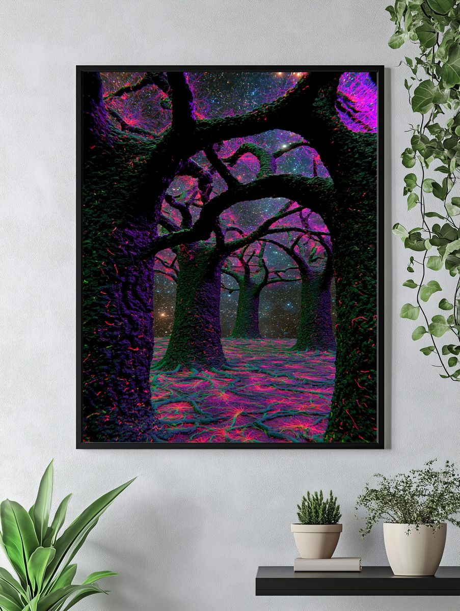 Neon Forest Under Stars Poster. — room view 4