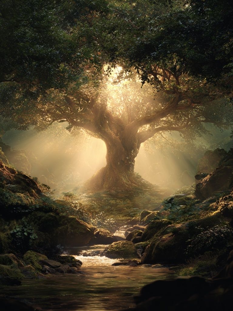 Majestic Tree in Enchanted Forest Poster. poster — nature art