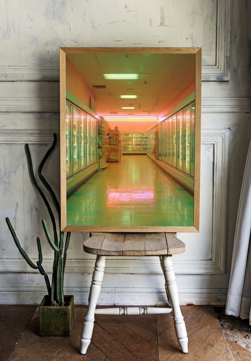 Neon Grocery Aisle — Photography Print. — room view 1