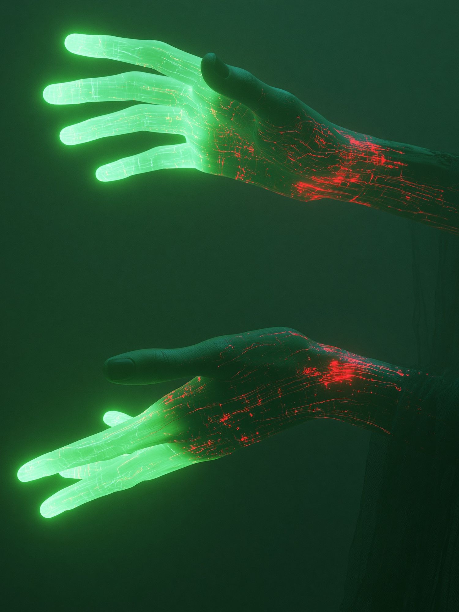 Neon Hands Digital Art Poster. poster detail