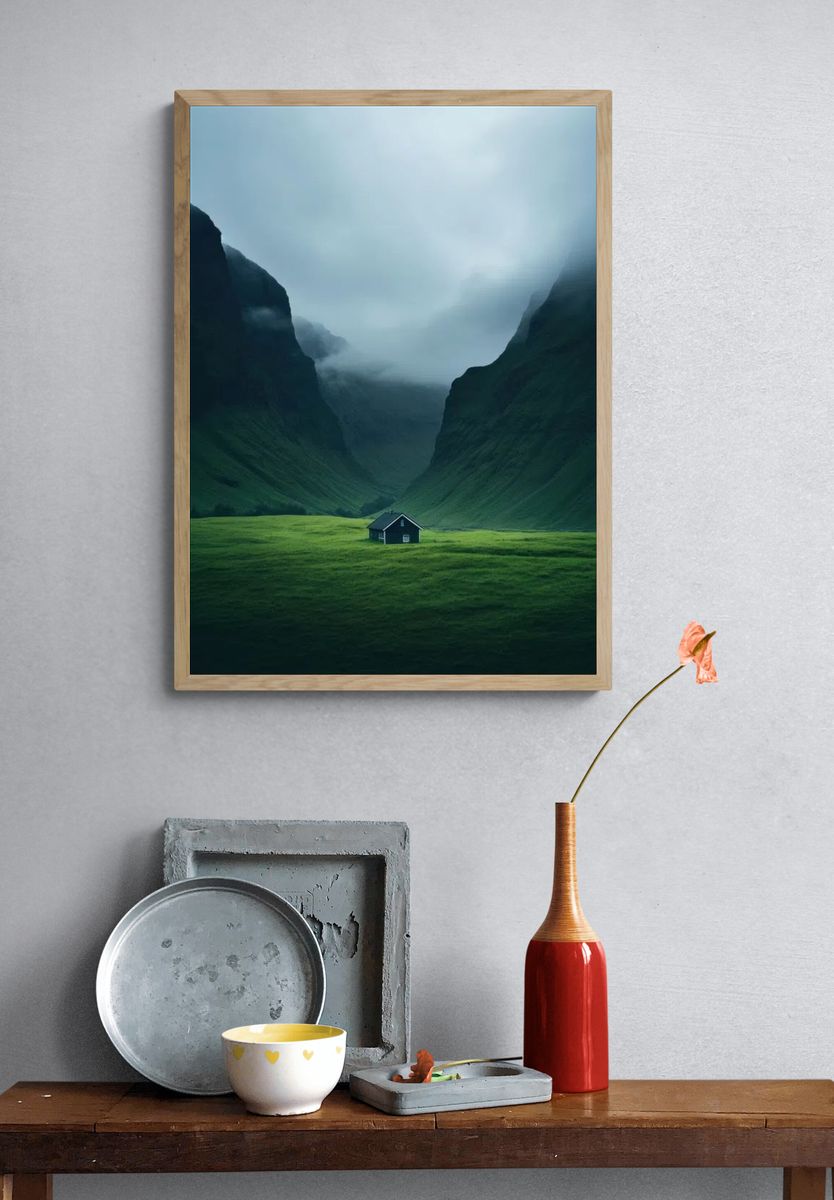 Solitary House in a Valley — Nature Poster. — room view 3