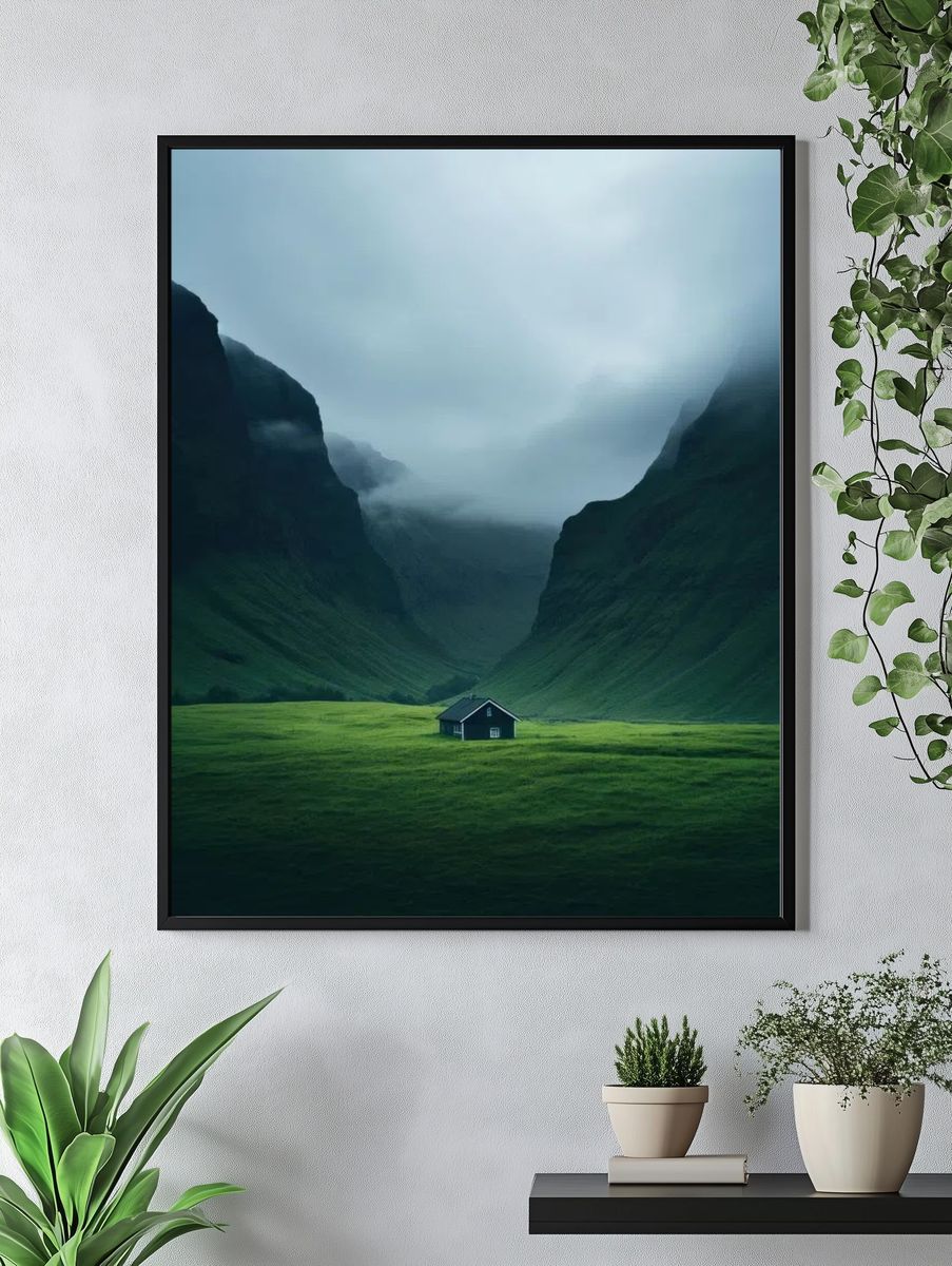 Solitary House in a Valley — Nature Poster. — room view 4
