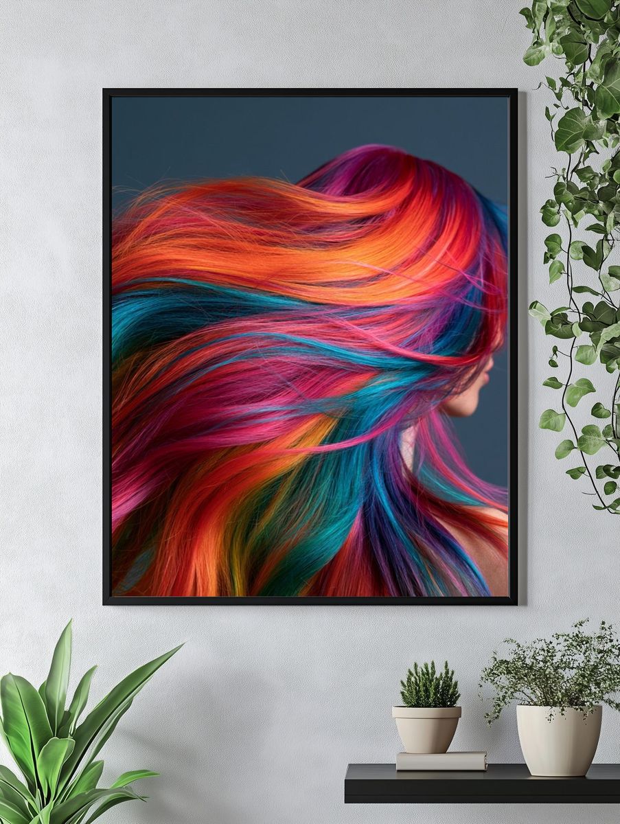Neon Hair Portrait Print. — room view 4