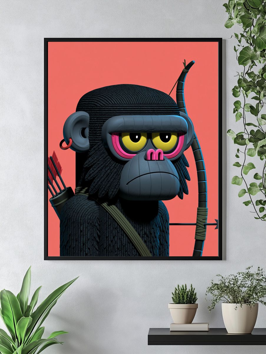 Ninja Monkey Digital Art Poster. — room view 4