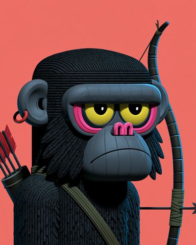 Ninja Monkey Digital Art Poster.