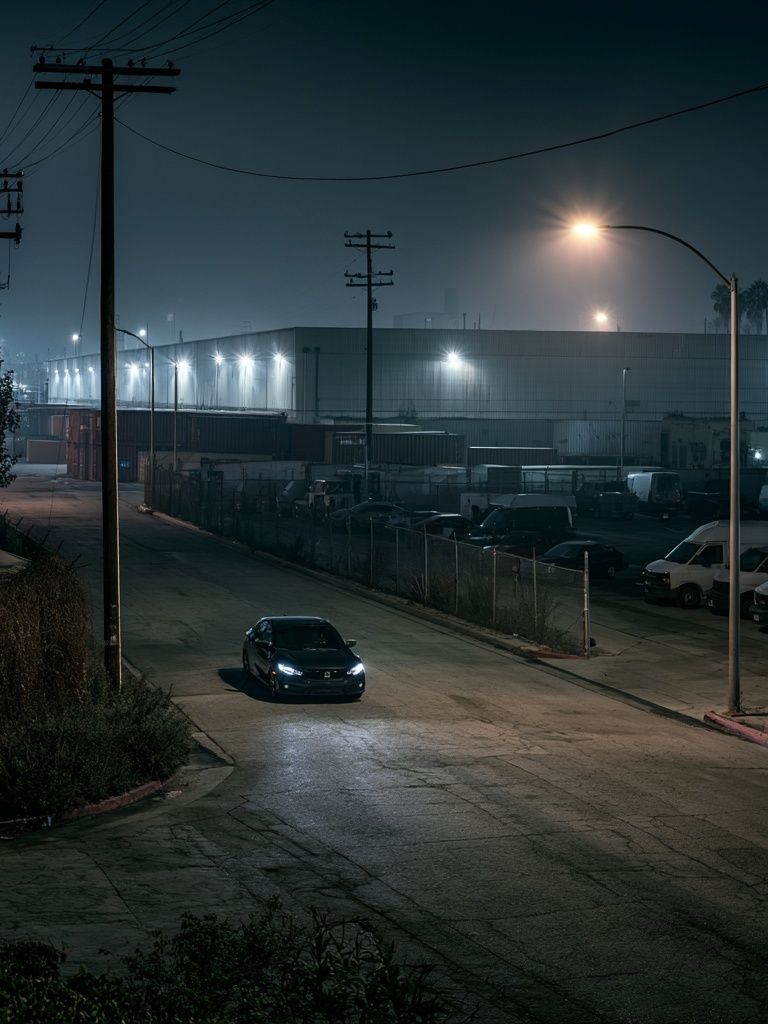 Nocturnal Industrial Street Photography Poster. poster detail