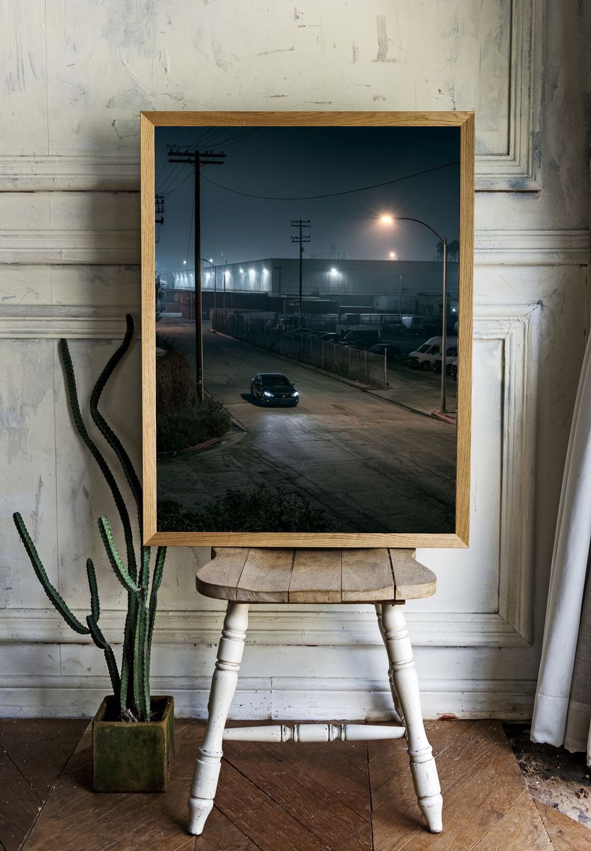 Nocturnal Industrial Street Photography Poster. — room view 1