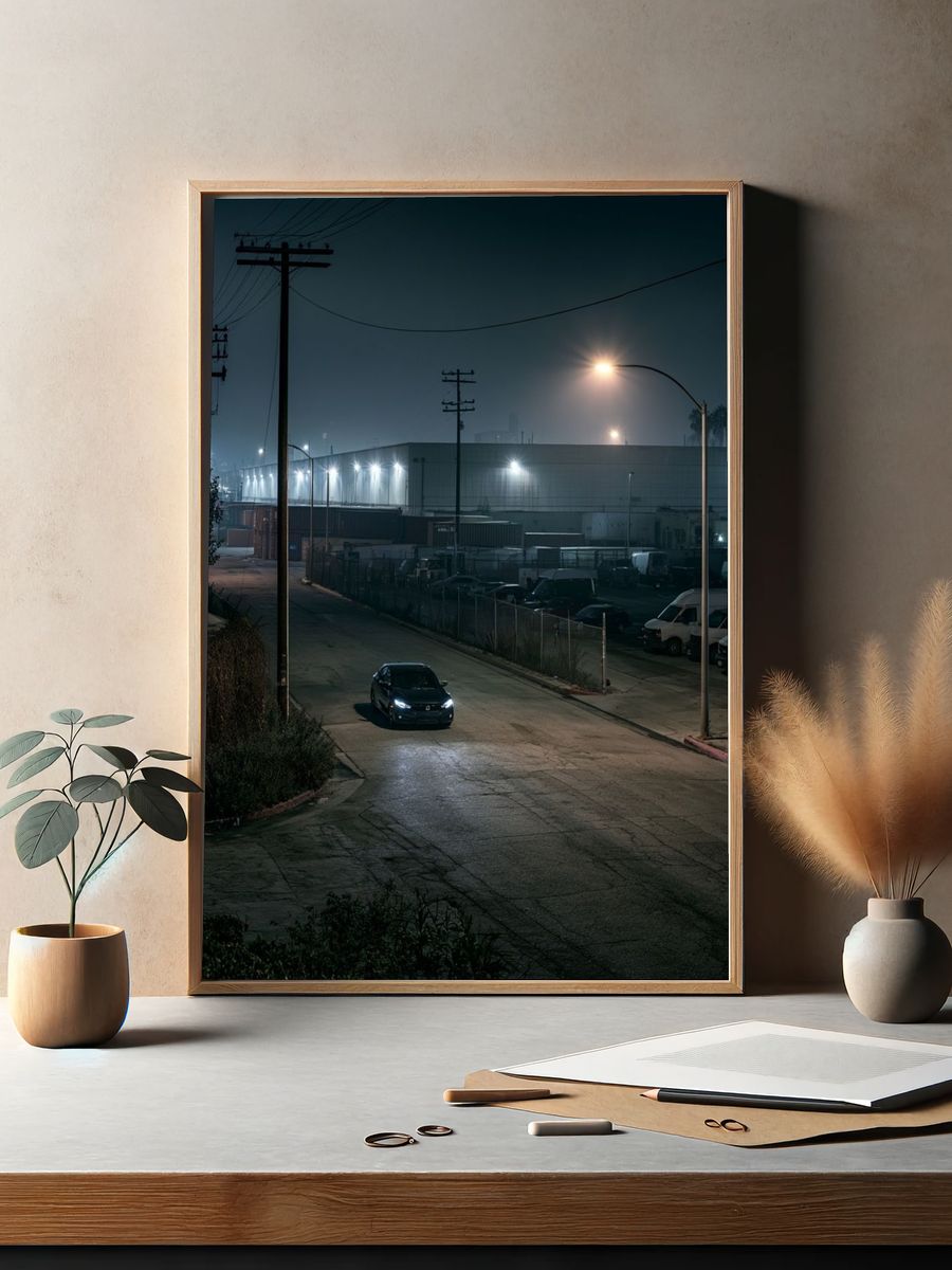 Nocturnal Industrial Street Photography Poster. — room view 2