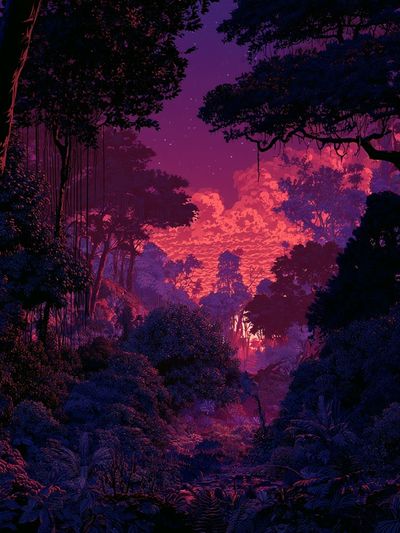 Neon Jungle Sunset Poster.