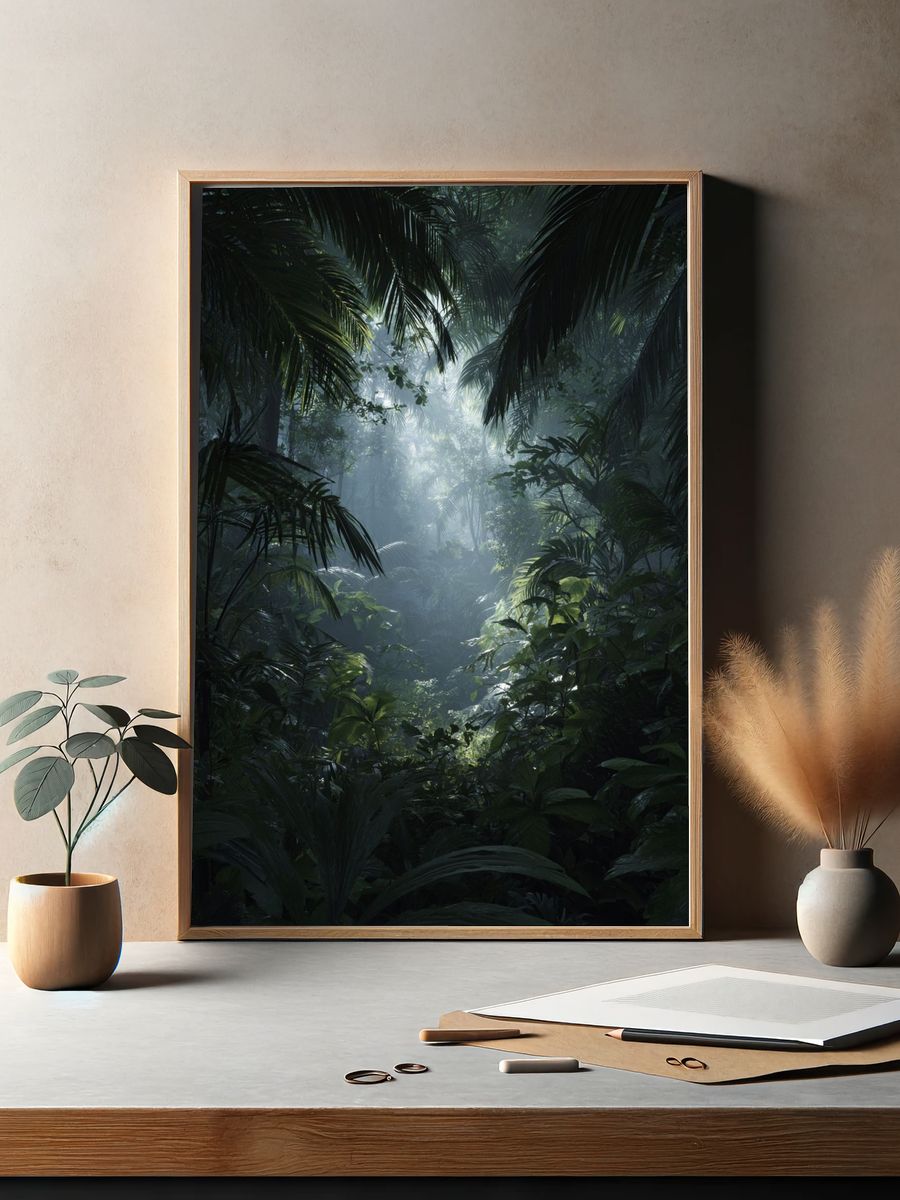 Misty Jungle Path — Nature Print. — room view 2