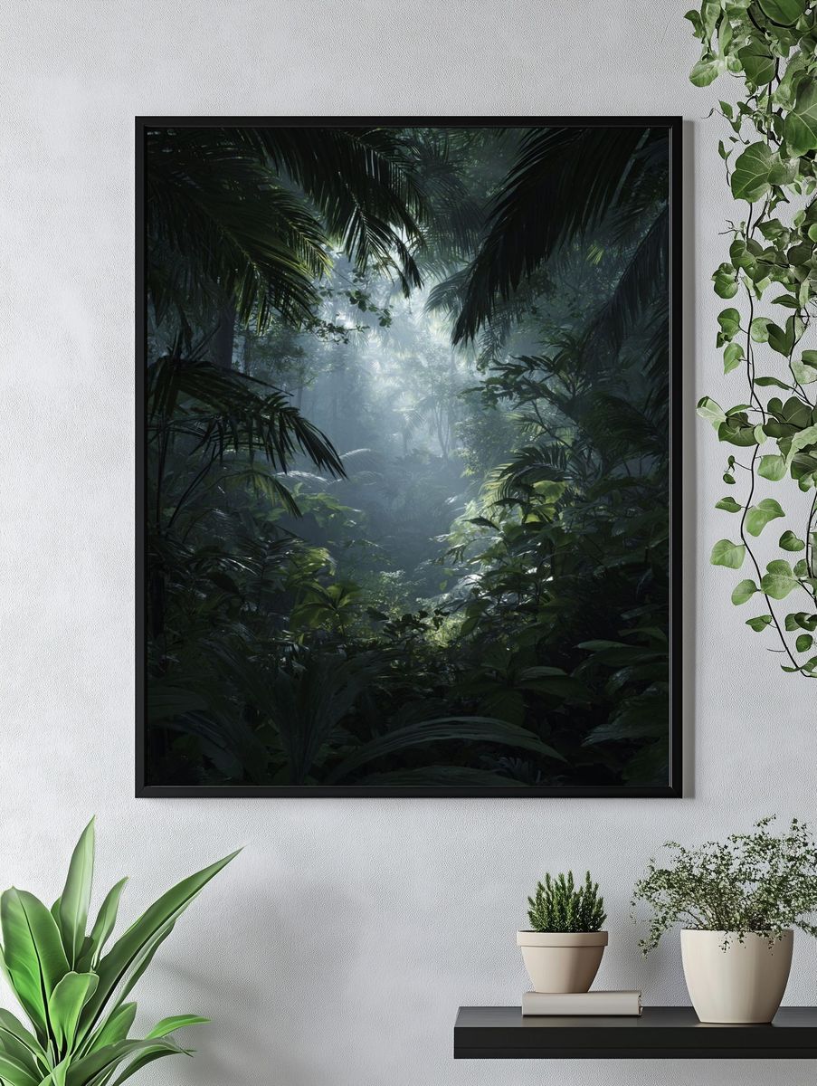 Misty Jungle Path — Nature Print. — room view 4