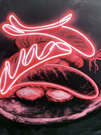 Neon Lips Graffiti Poster. poster