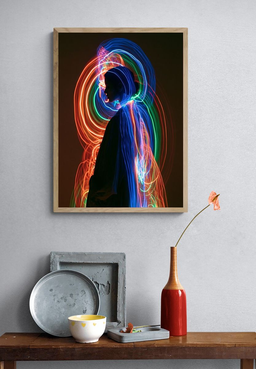 Neon Light Portrait Photography Poster. — room view 3